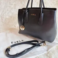 極美品】FURLA フルラ コスタンザ トートバッグ レザー 黒 A4収納可