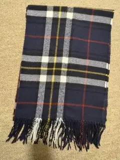 GU チェック柄マフラー ネイビー