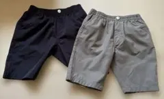 キッズ ハーフパンツ 短パン 半ズボン ブラック カーキ ２点　色違い 110