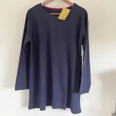 Provador ネイビー 長袖 チュニックワンピース 綿100% L