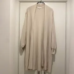 ベージュ リブ編み カーディガン フリーサイズ