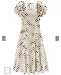 GRL ドット柄バルーンスリーブフレアワンピース