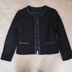 favori ネイビー ツイード ノーカラージャケット　フォーマル