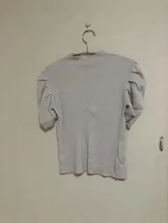 リブ編みライトグレー半袖ニット