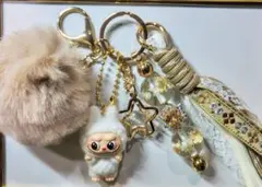 ラブブファー付きじゃらじゃらキーホルダー
