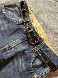 y2kスタッズ ベルト ハラコ レザー メタル メッシュ vintageのサムネイル