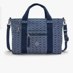 kipling ネイビーショルダーバッグ 幾何学模様