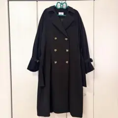 黒 ダブルブレスト ロングコート