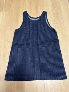 新品未使用！岡山ジーンズ　ストライプジャンバースカート ネイビー　130㎝