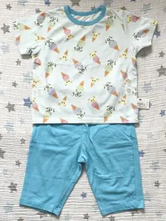 【100㎝】ユニクロ パジャマ いないいないばぁキャラクター 総柄 ブルー
