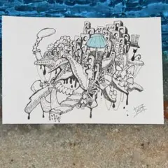 Ｎｏ．62 オリジナル手描き原画イラスト 一点物 ポストカードサイズ