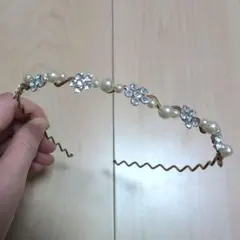 パールとクリスタルのヘアバンド