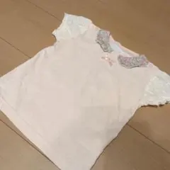 bebe ピンク 花柄襟 Tシャツ 80〜90