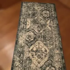 IKEA 絨毯　80×180 青とクリーム ラグ