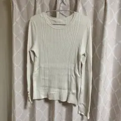 GUアイボリー リブ編み 長袖セーター M