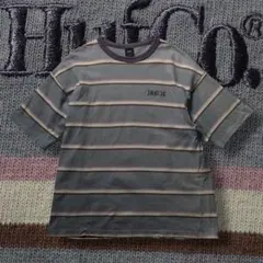 HUF マルチボーダーTシャツ くすみ色 ゆるダボ オーバーサイズ 刺繍ロゴのサムネイル