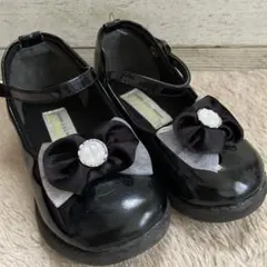 リボン付きブラックフォーマルシューズ15センチ