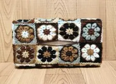 AMIX10★ティッシュボックスカバー★モチーフつなぎ【ハンドメイド】