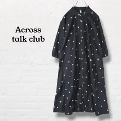 Across talk club☆ドット柄バンドカラーシャツワンピース【M～L】