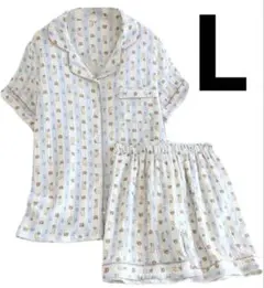 【新品】パジャマ Lサイズ 綿100% レディース 二重ガーゼ 半袖半ズボン