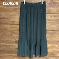 ♦︎【クロッシー】CLOSSHI ダークグリーン プリーツロングスカートXL