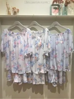 31 ジェラートピケ オフショル ロンパース フラワー ルームウェア ke