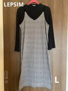 LEPSIM ワンピース　冬　秋　千鳥柄　ベロア　レプシィム