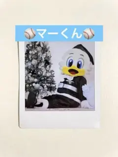 千葉ロッテマリーンズ マーくん マスコットチェキ 写真 クリスマスツリー サンタ
