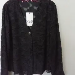 タグ付き　 ZARA 黒 レース 長袖 トップス