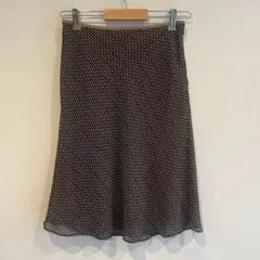 【アンタイトル】Aラインスカート　ひざ丈 　ブラウン　日本製　ドット柄　春夏　M