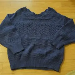 ネイビー コットン混紡ニット Mサイズ