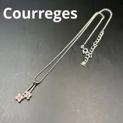 【美品】クレージュ　ネックレス　フラワー　カラーストーン　ロゴ金具　シルバーのサムネイル
