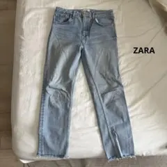 ZARA ライトブルー ストレートデニム ジーンズ　ハイウエスト