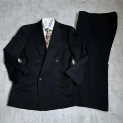 vintage ダブルスーツ　セットアップ　ブラック　黒　高級感　モード　成人式