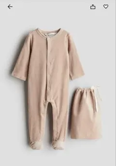 H&M ADORABLES ベロア　カバーオール　ピンク3m