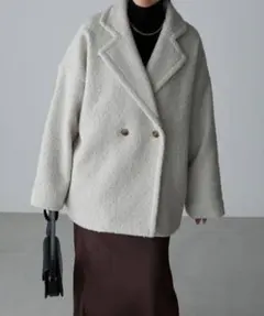 Anss.me ブークレオーバーサイズPコート コート ミドル アイボリー