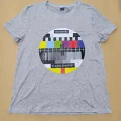 NO SIGNAL レトロ風 Tシャツ 大きめＳ グレー系
