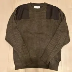 ADAM ET ROPE メンズ　オリーブグリーン リブ編みセーター(M)