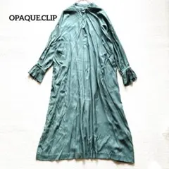オペークドットクリップ 2wayプリーツ袖ロングワンピース