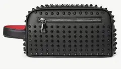 スタッズ付きレザークラッチバッグ