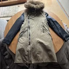 モッズコート　アロハラグ　オリーブ　ブラック　ラムレザー　ドロスト　4ウェイ