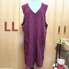 J100 Echo バーガンディ Vネック ノースリーブ チュニック LL