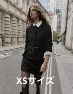 完売品】ZARA メタリック糸入りテクスチャーブレザー XS ブラック