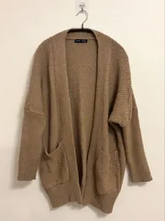 【SHEIN】ニットカーディガン ロング丈 ベージュ系 ポケット付き