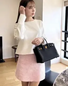 ピンク ミニスカート ツイード　岡部あゆみコラボ