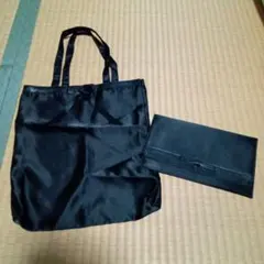黒サテン トートバッグ　ふくさ　2点セット