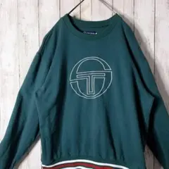 セルジオタッキーニ スウェット 刺繍 ビッグロゴ グリーン リブラインのサムネイル