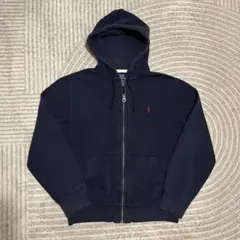 神個体 90s ラルフローレン ジップパーカー 裏サーマル ネイビー ナス紺M