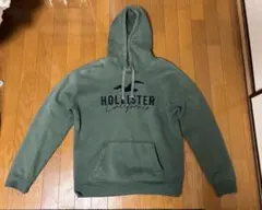 【裏起毛】ホリスター ロゴ刺繍パーカー オリーブ L (日本サイズXL)美品