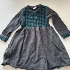 ファミリアチェック柄長袖ワンピース 110cm